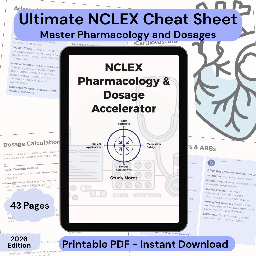 Ultimate NCLEX Cheat Sheet - Pharmacology and Dosage Mastery